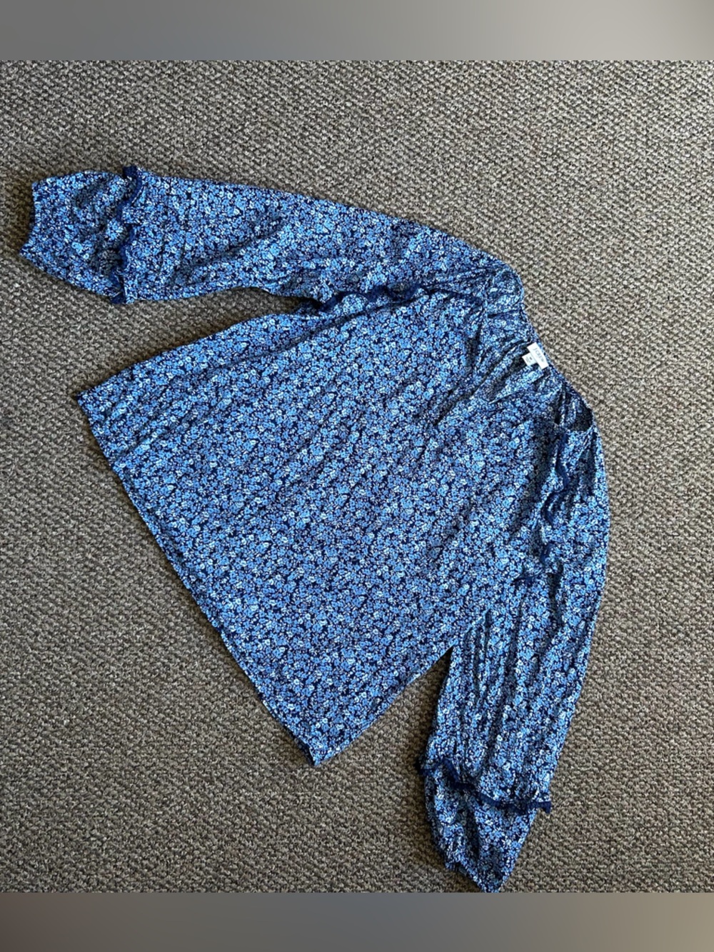 J. Crew Navy and Light Blue Floral cotton blouse